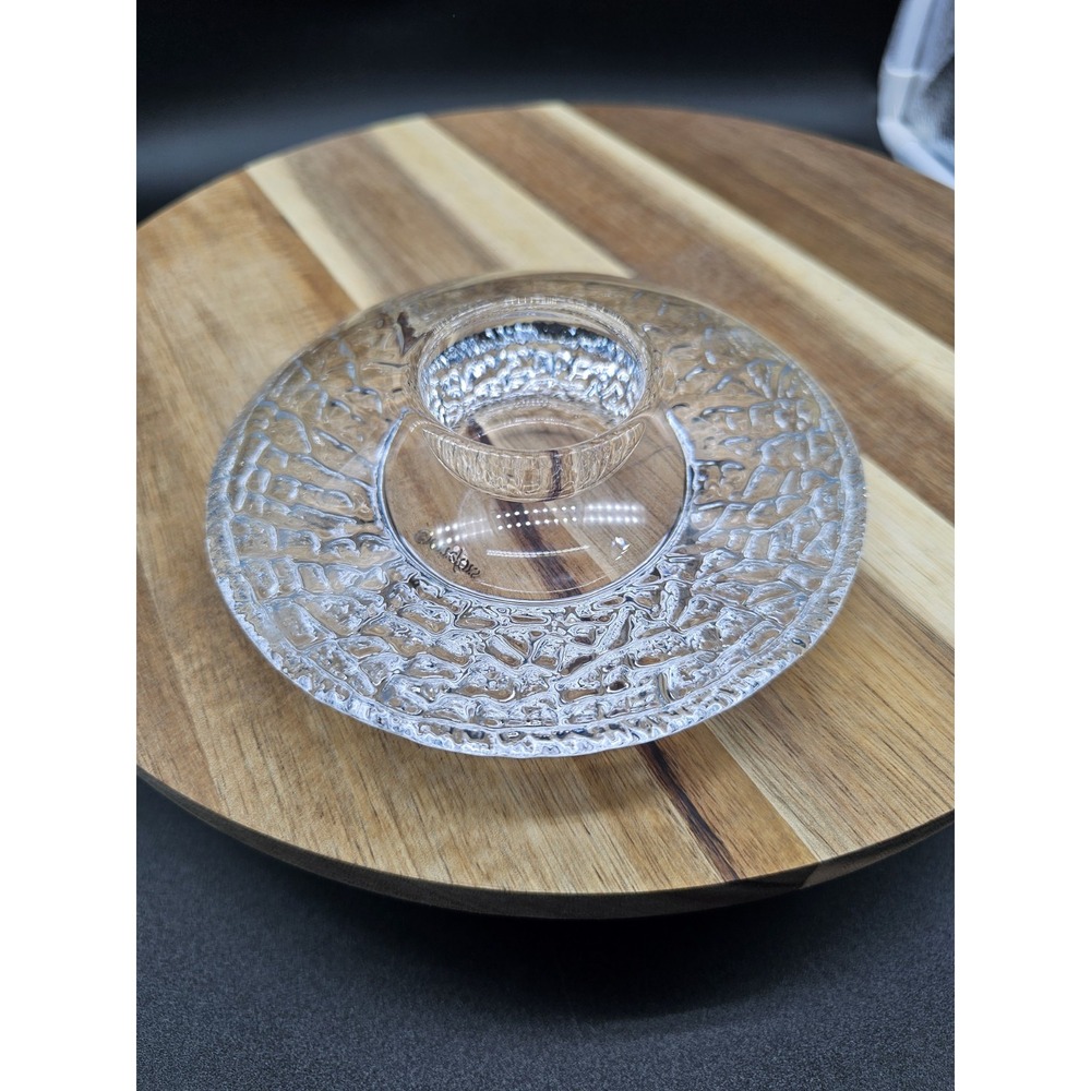 Orrefors‎ Crystal Art Glass Discus Votive Candle Holder Scandinavian Ice